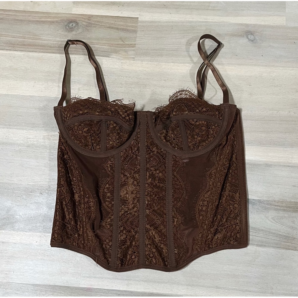 Brown Lace Bustier Top